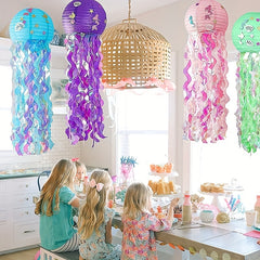 Creative Jellyfish Lantern Colorful DIY Paper Lantern Birthday Party Decoration