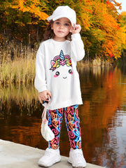 Girl's Unicorn Long Sweatshirt & Leggings Set