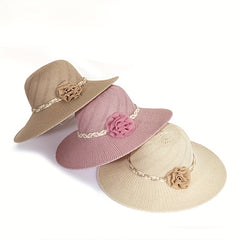 Breathable Wide Brim Summer Straw Basin Hat Women Travel Beach Hats