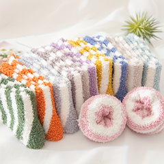 5 Pairs Striped Fuzzy Socks Comfy & Warm Mid Tube Women's Stockings