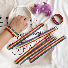 Rainbow Colorful Bracelet Cartoon Canvas Sports Bracelet