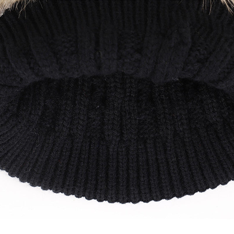 Double Ball Knitted Raccoon Hat