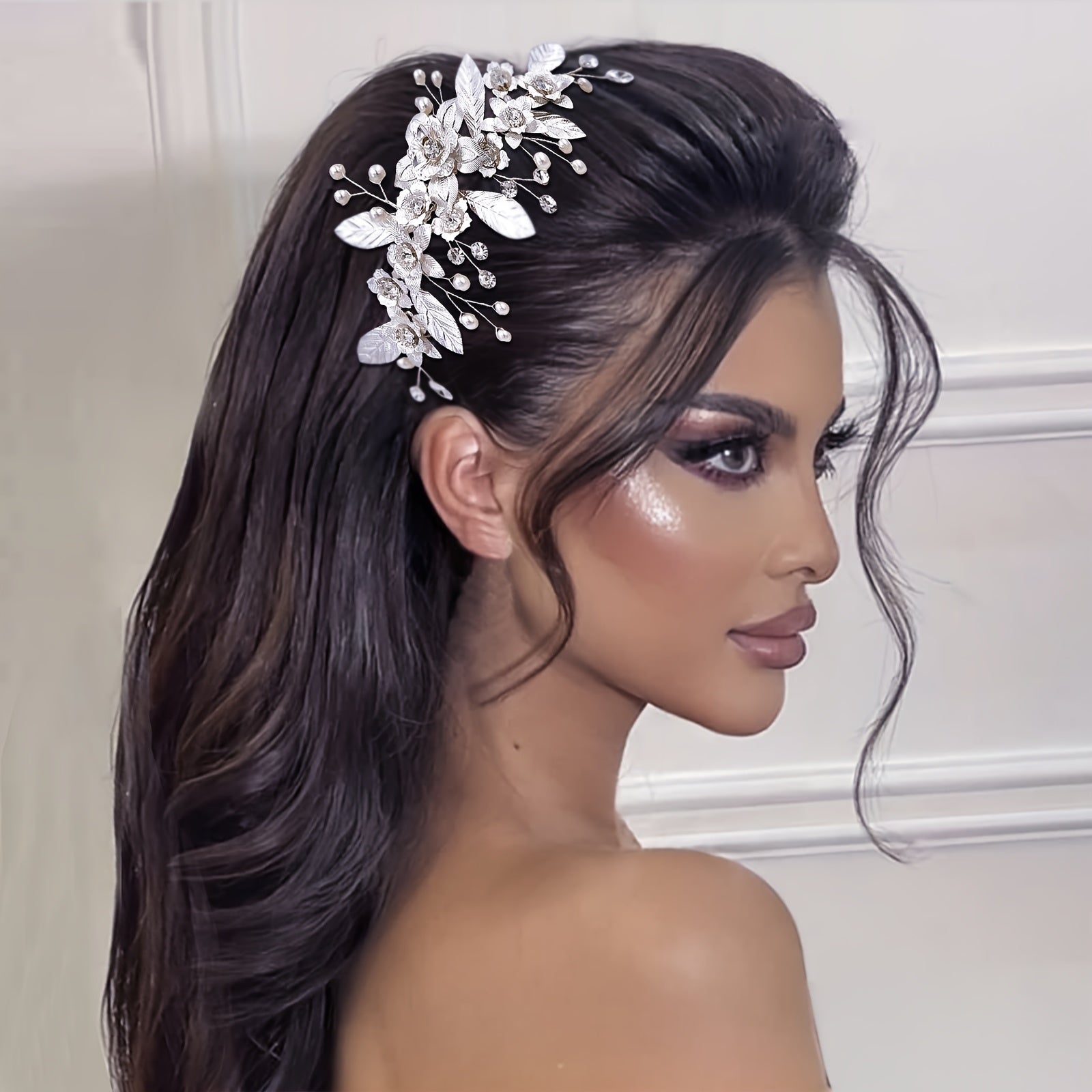 Boho Bridal Hair Comb w/ Sequined Leaves - Ideal for Vale