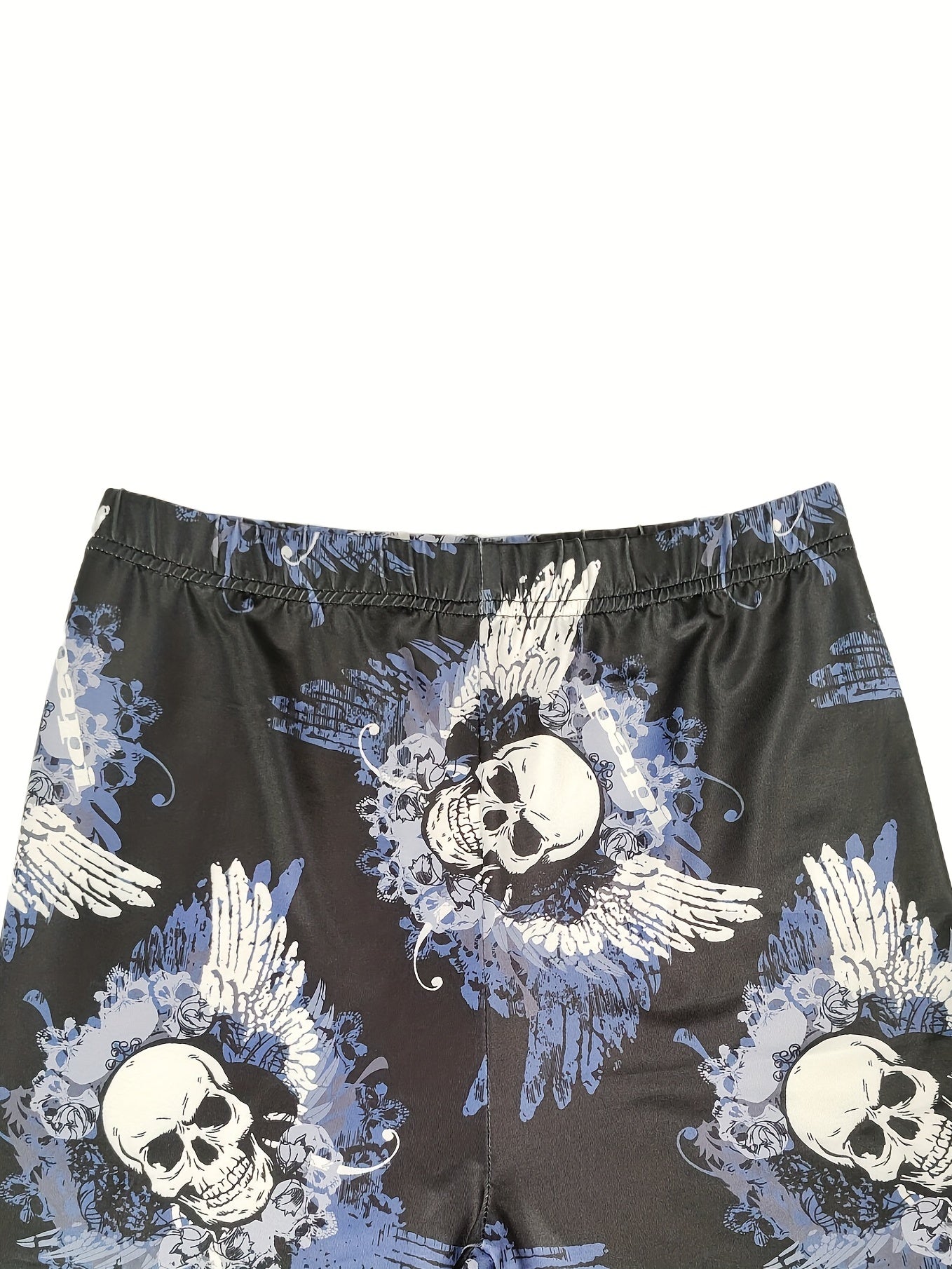 Winged Skull Print Skinny Leggings Casual Stretchy Women's Leggings