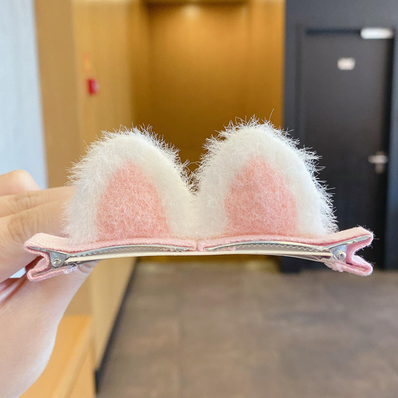 2pcs Plush Cat Ear Hair Clips Girls Sweet Hair Accessories Holiday Gift