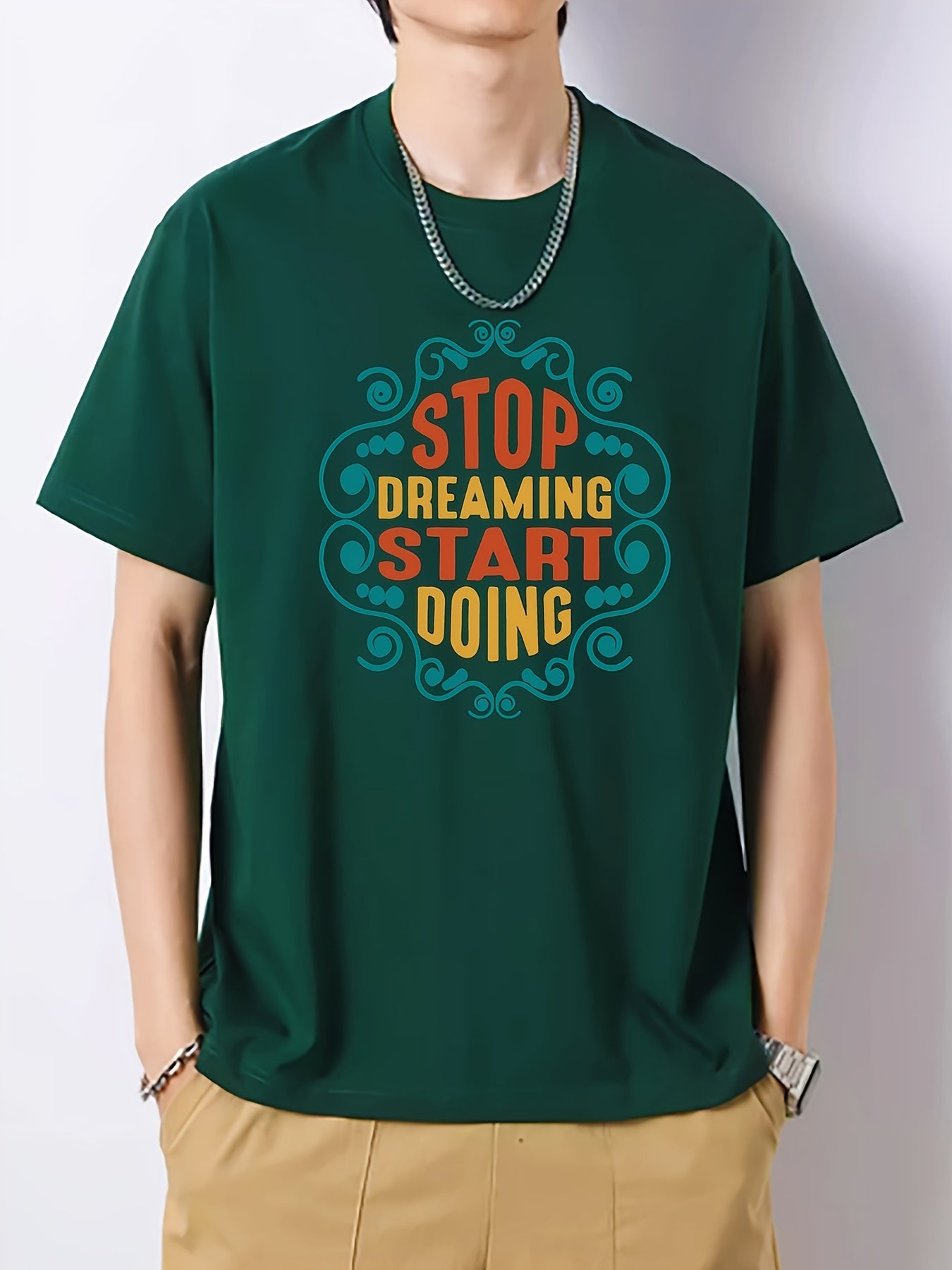 Men's Vintage Slim Fit Print Tee for Spring Summer Holiday