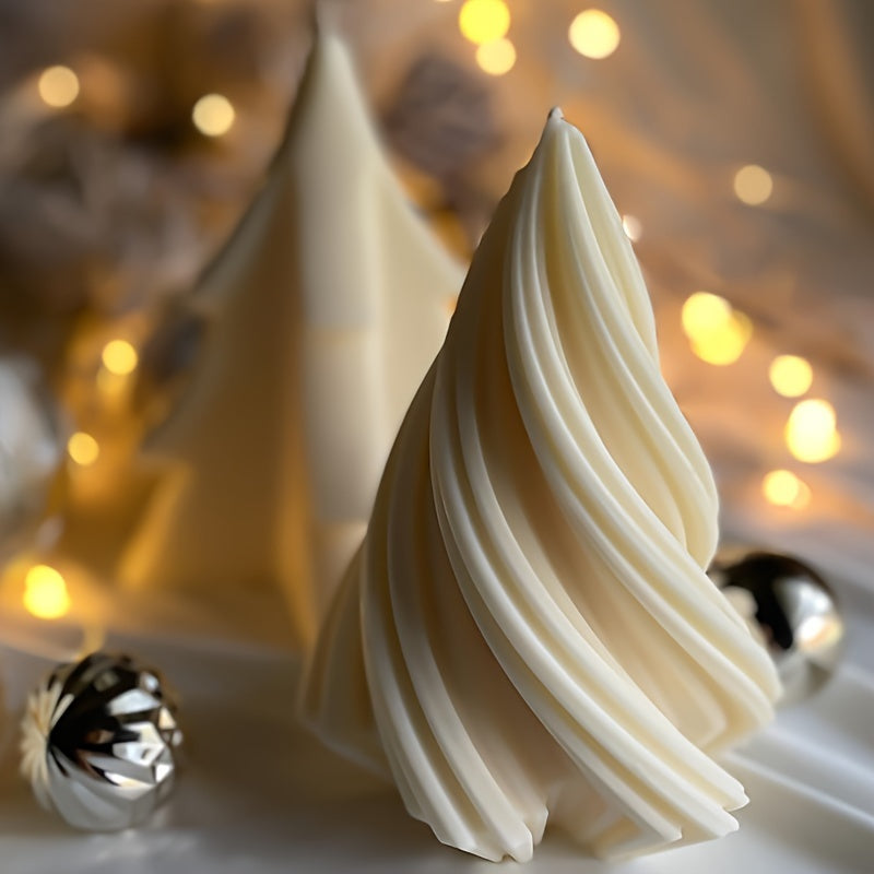 Spiral Cone Christmas Candle Silicone Mold - 3D Geometric