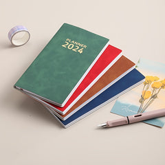 A6 English Calendar Book Leather Monthly Index Notebook Daily Plan