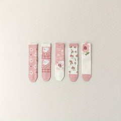 5 Pairs Girls Kids Socks Elastic Comfy Warm Socks For Autumn Winter