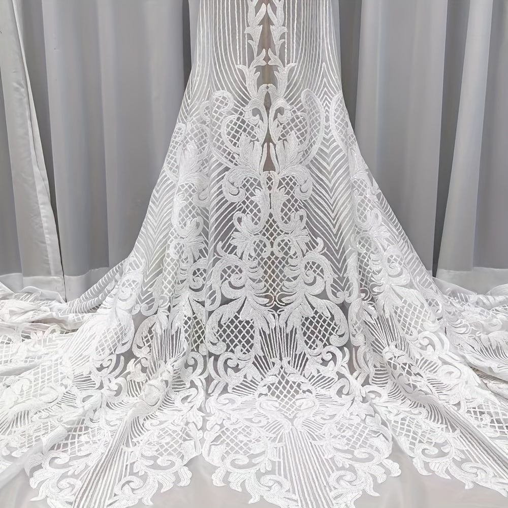 Mesh Sequins Lace Fabric for Wedding Party Sewing Decoration