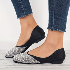 Pearl Flat Slip-On Square Toe Casual Shoes Lightweight