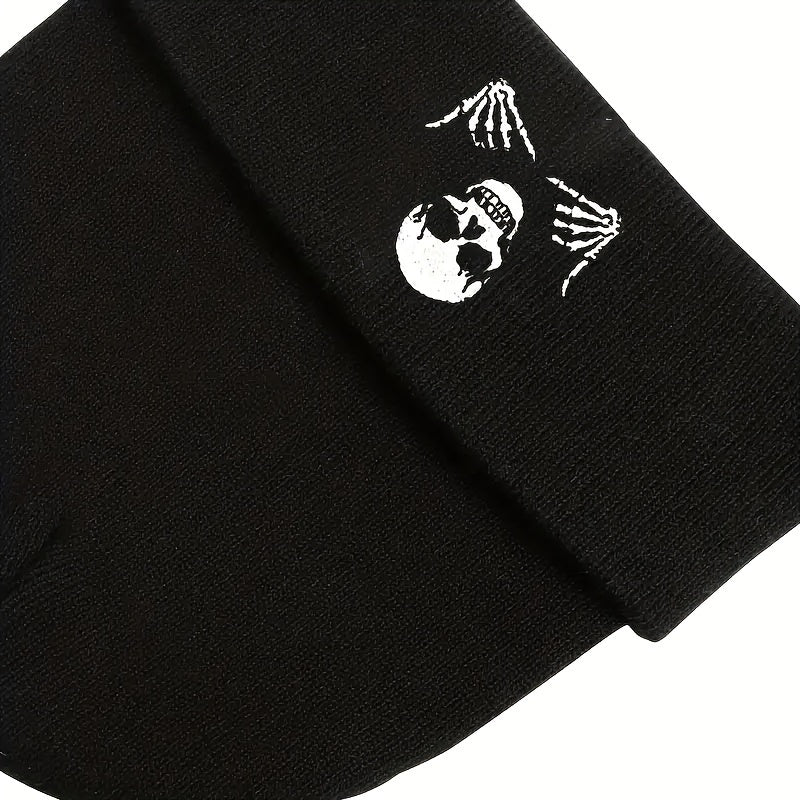 Skull Embroidered Knitted Hat Winter Warm Hat