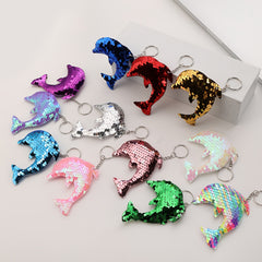 12pcs Glitter Dolphin Keychains Cartoon Bag Keyring Charm Accessories