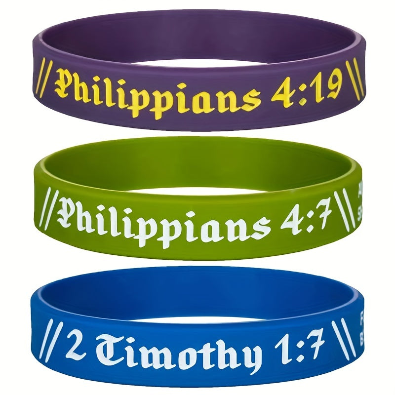 Religious Bible Silicone Bracelet Rubber Wristband Letter Graphic Praying