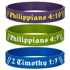 Religious Bible Silicone Bracelet Rubber Wristband Letter Graphic Praying