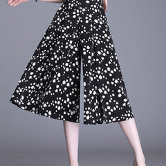 Floral Print Split Culottes High Waist Pants