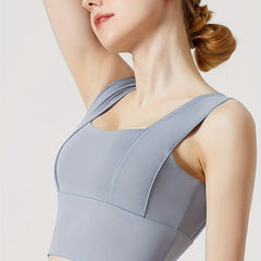 Wide Strap Sports Bra High Stretch Running Yoga Crop Top