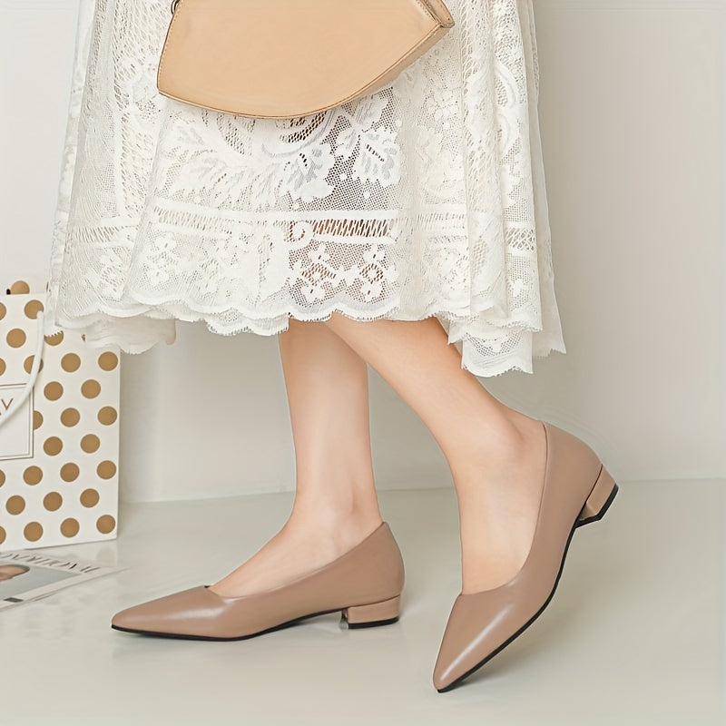 Women's Slip On Block Heel Shoes Point Toe Shallow Daily Shoes