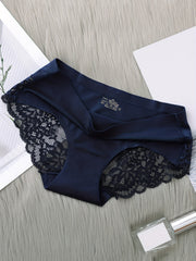5pcs Lace Briefs Seamless Comfy Scallop Trim Panties
