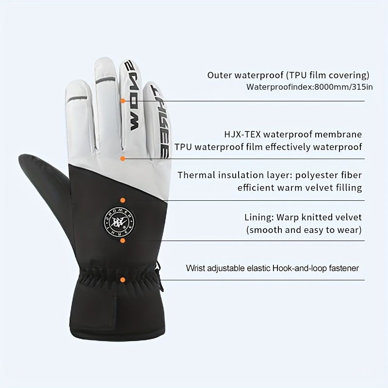 Waterproof Windproof Plush Gloves for Winter Outdoor Activities
