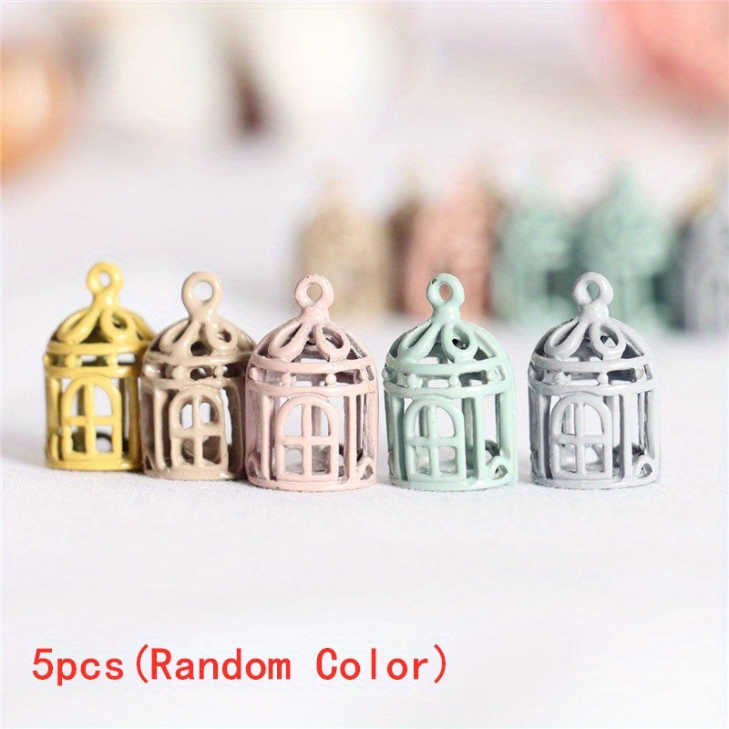 5 Mini Metal Birdcages for 1/12 Dollhouses DIY Scenes Collectible Gift
