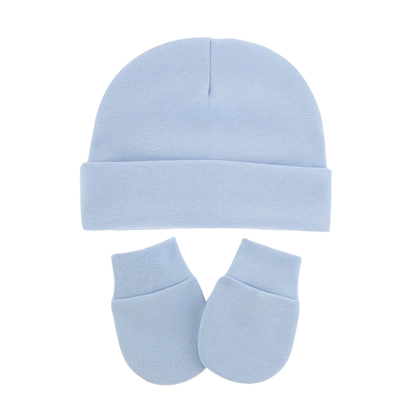 Newborn Hospital Hat Mittens Set Cotton Beanie Cap Gloves
