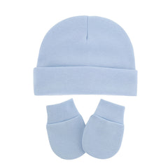 Newborn Hospital Hat Mittens Set Cotton Beanie Cap Gloves