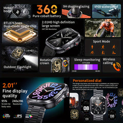 Smart Watch HD Display Fitness Calls LED Light iPhone Android