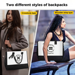 Pattern Tote Bag Zipper Canvas Storage Bag for Travel Fitness Sports