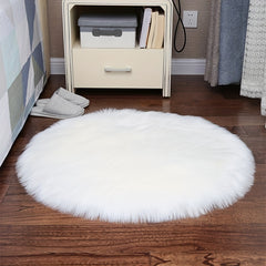Soft Faux Wool Rug Round Chair Seat Cushion for Desk Chair or Office Chair