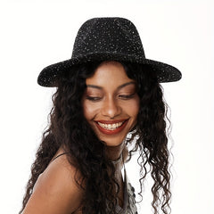 Rhinestone Sun Hat Jazz Fedora Cap Vintage Beach Hats