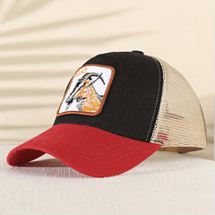 Goat Embroidered Baseball Cap Summer Mesh Animal Peaked Cap