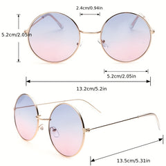 Round Metal Sunglasses Ombre Lens Glasses UV400