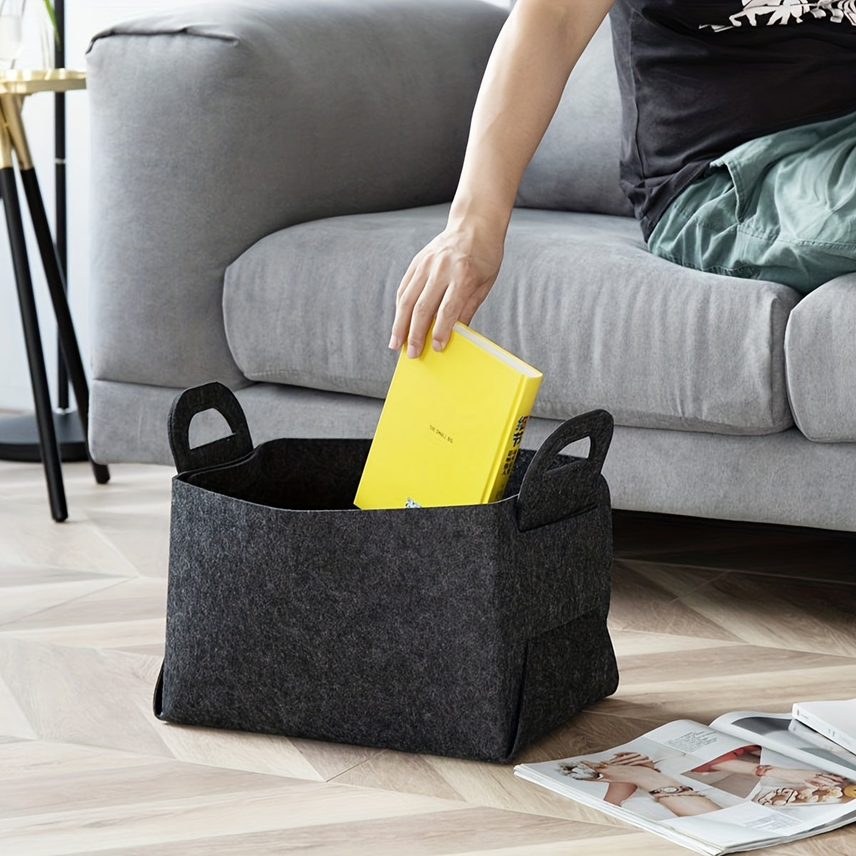 Collapsible Storage Basket with Carry Handles - Ideal for Camping Office Bedroom