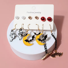 Halloween Earrings Gothic Style Vintage Pumpkin Mask Ghost Cat Accessories Set