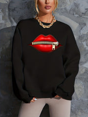 Lips Graphic Casual Sweatshirt Long Sleeve Top