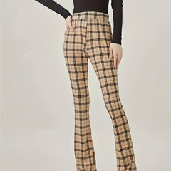 Plaid Print High Rise Yoga Trousers