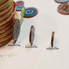 Round Vintage Wooden Buttons Mix for Sewing Crafting DIY