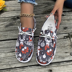 Christmas Print Low Top Walking Shoes Lightweight Non slip Casual Shoes