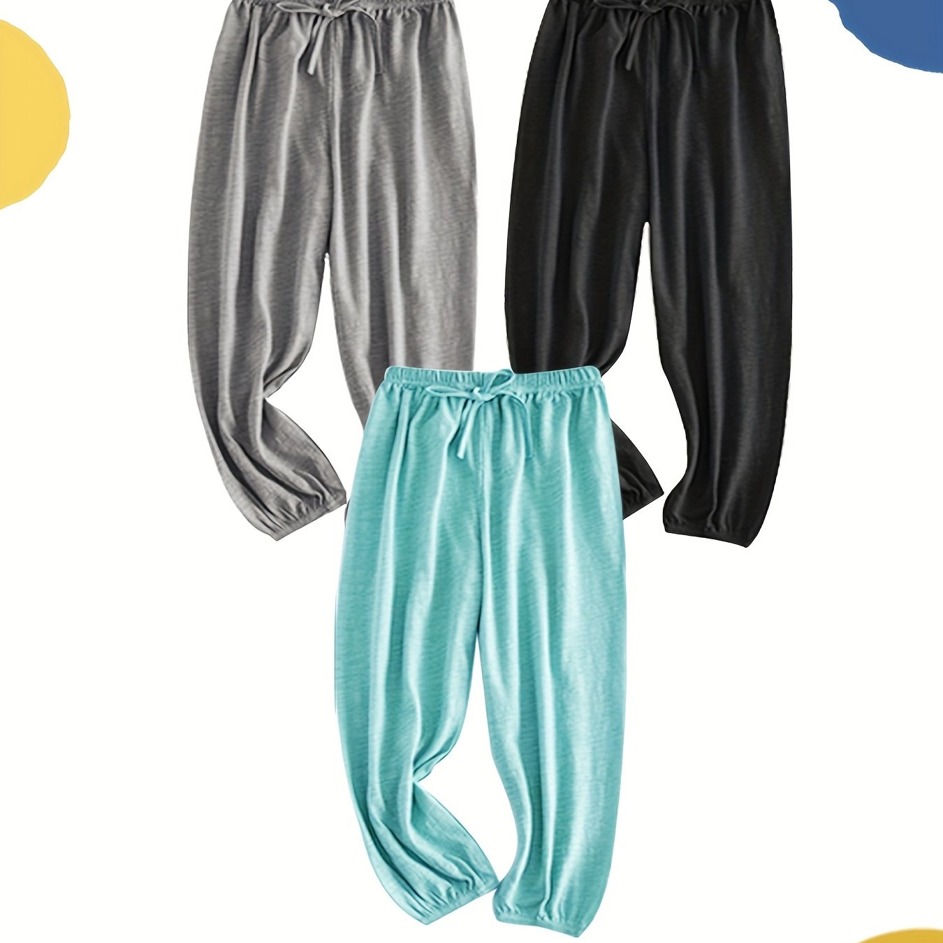 3pcs Boys Casual Sports Pants Thin Outdoor Lantern Pants