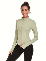 Sporty Jacket Women's Activewear Long Sleeves Full Zipper
