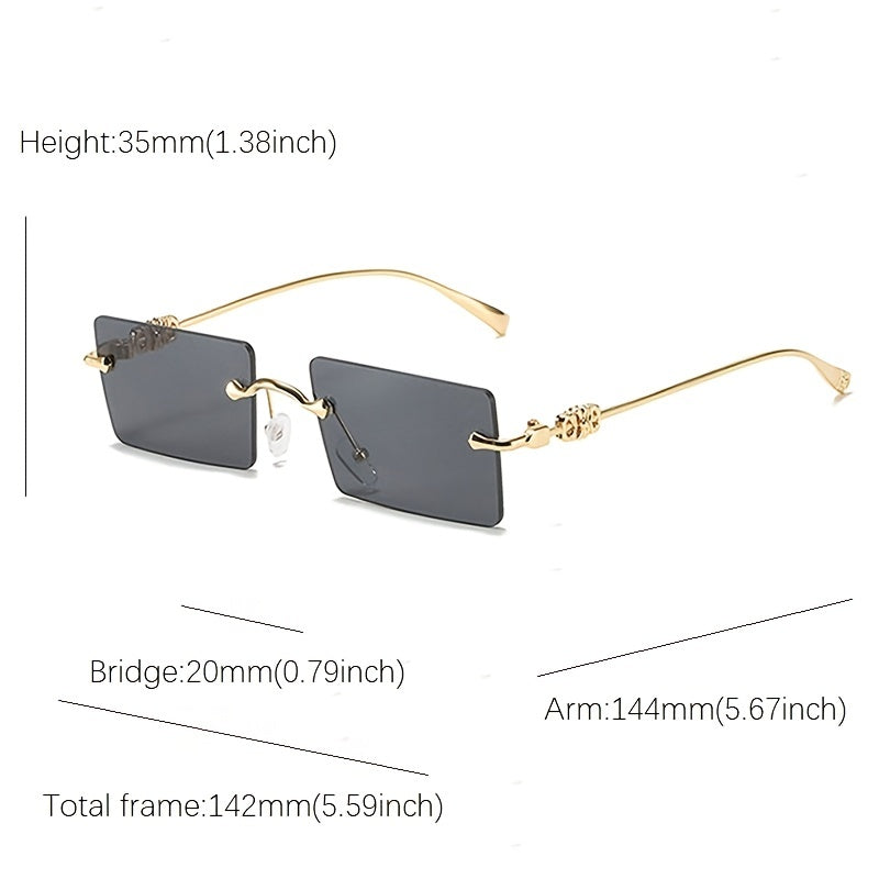 Men's Rectangle Rimless Sunglasses 5 Styles
