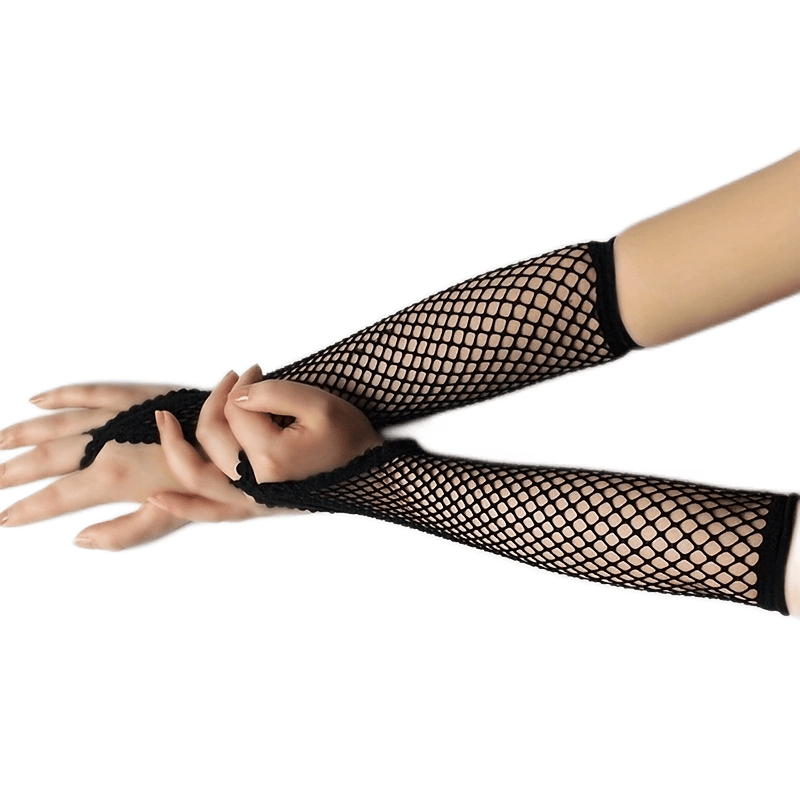 Fishnet Hollow Y2K Fingerless Gloves Gothic Costume Gloves