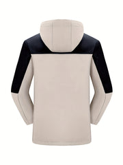 Men's Casual Hooded Block Waterproof Windbreaker Jacket Coat