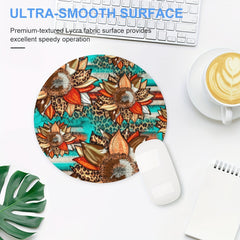 Colorful Tropical Leaves Round Mouse Pad - Non Slip Rubber Base