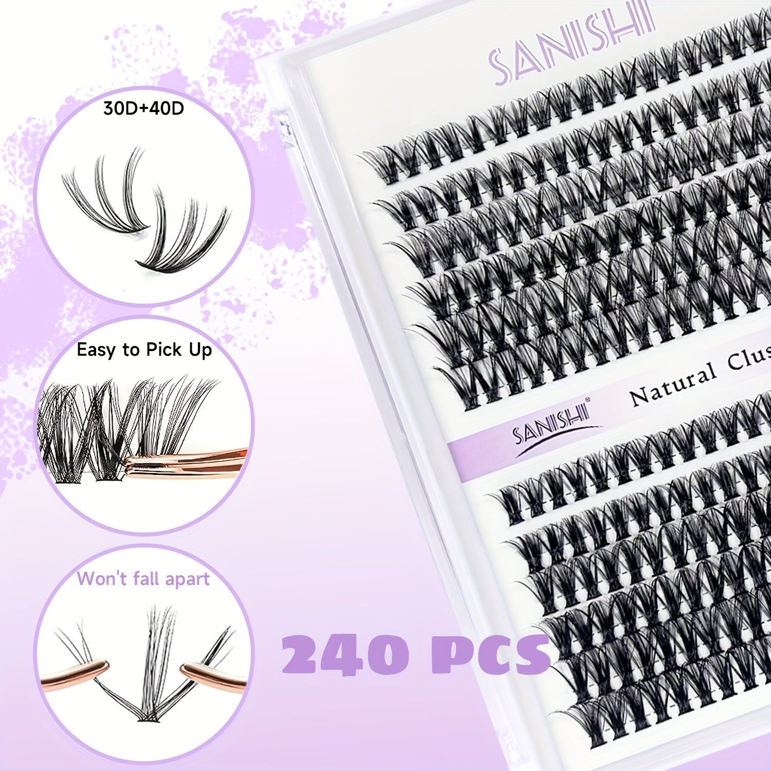 DIY Lash Extension Kit 240pcs Individual Lashes Cluster D Curling