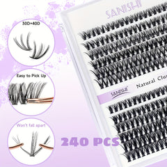 DIY Lash Extension Kit 240pcs Individual Lashes Cluster D Curling