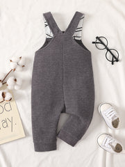 Baby Boy Waffle Letter Patched Overalls