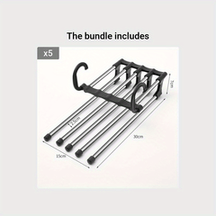 5 In 1 Magic Trouser Rack Hangers Stainless Steel Folding Pant Rack Tie Hanger