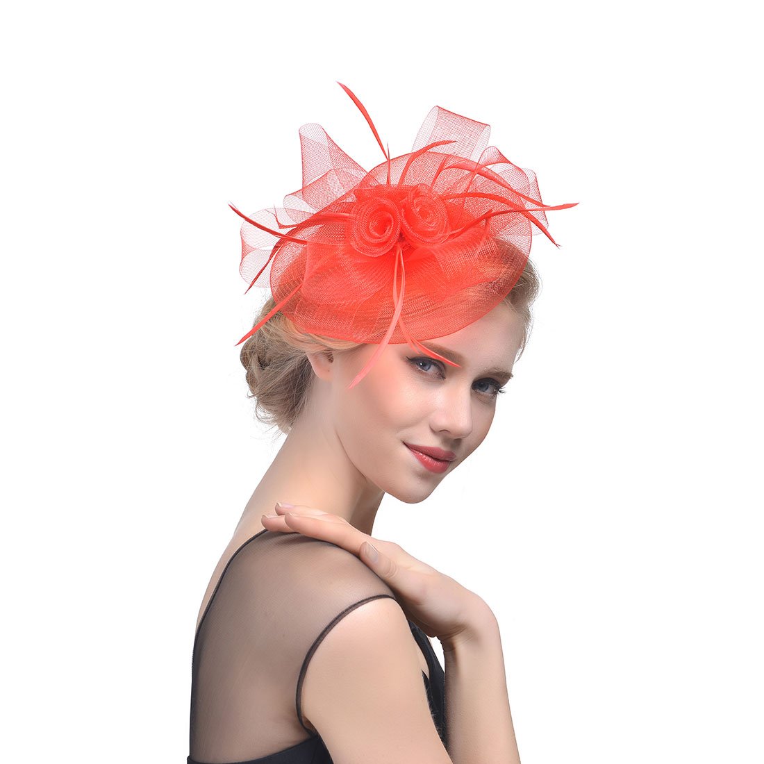 Bride's Feather Hair Ornament Wedding Flower Cocktail Hair Clip
